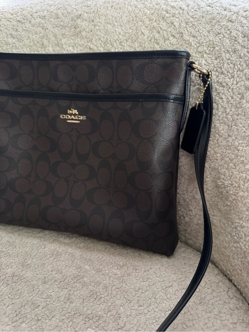 Coach F58297 Signature File Crossbody Bag Brown Black - Picture 3 of 7